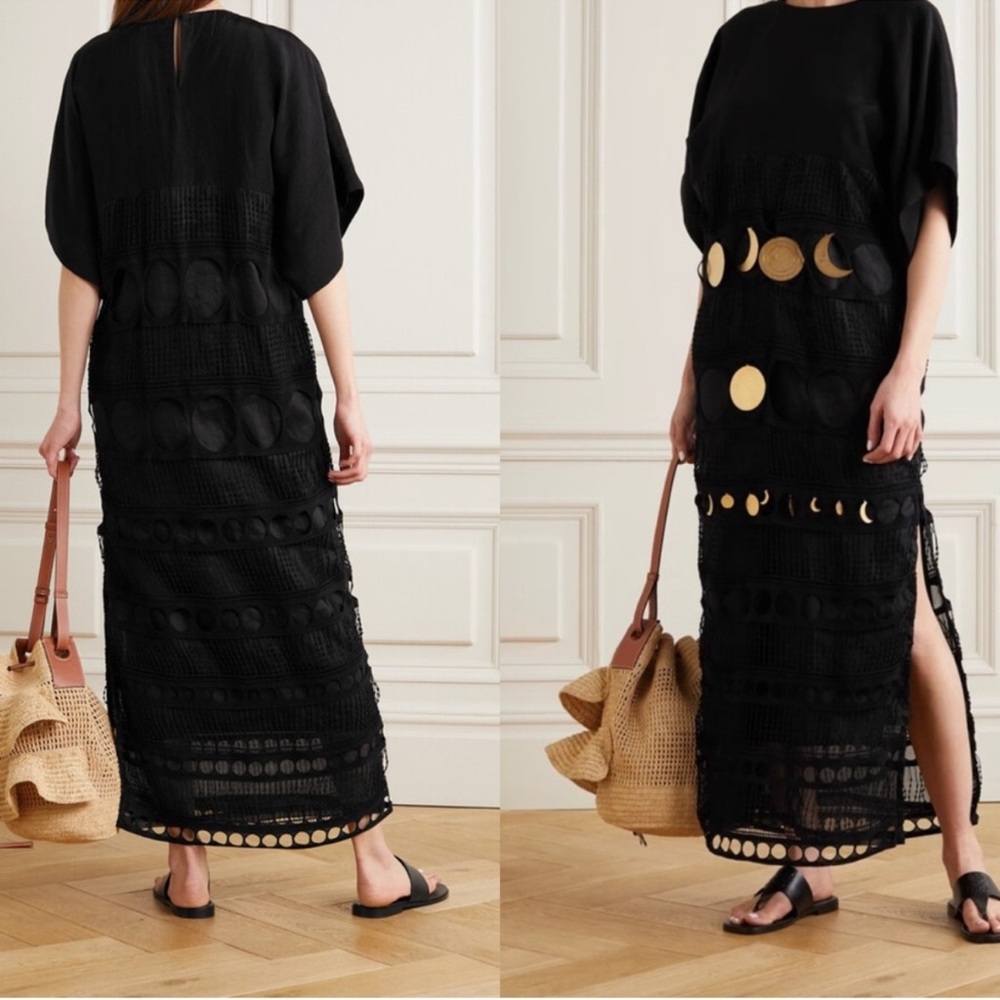 Loewe x Paula Ibiza Moon-Pendant Embroidered Maxi Dress